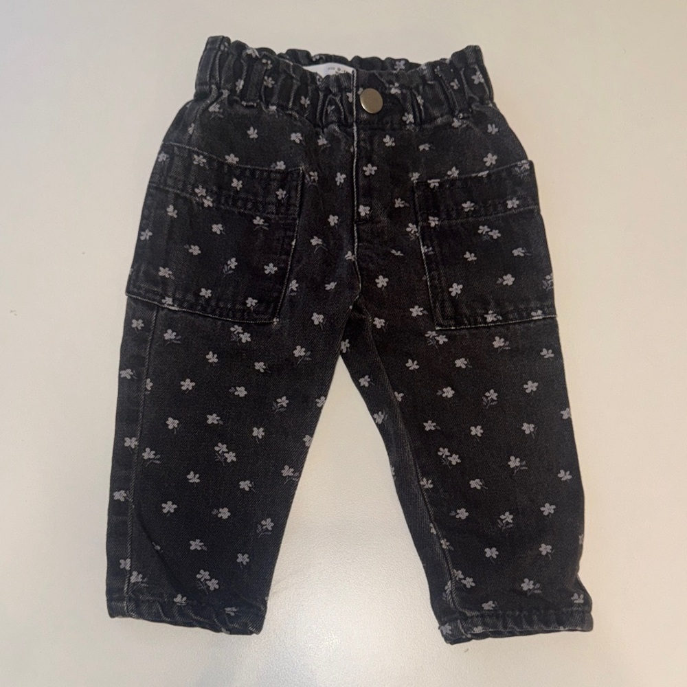 Zara Kids Black Floral Jeans
